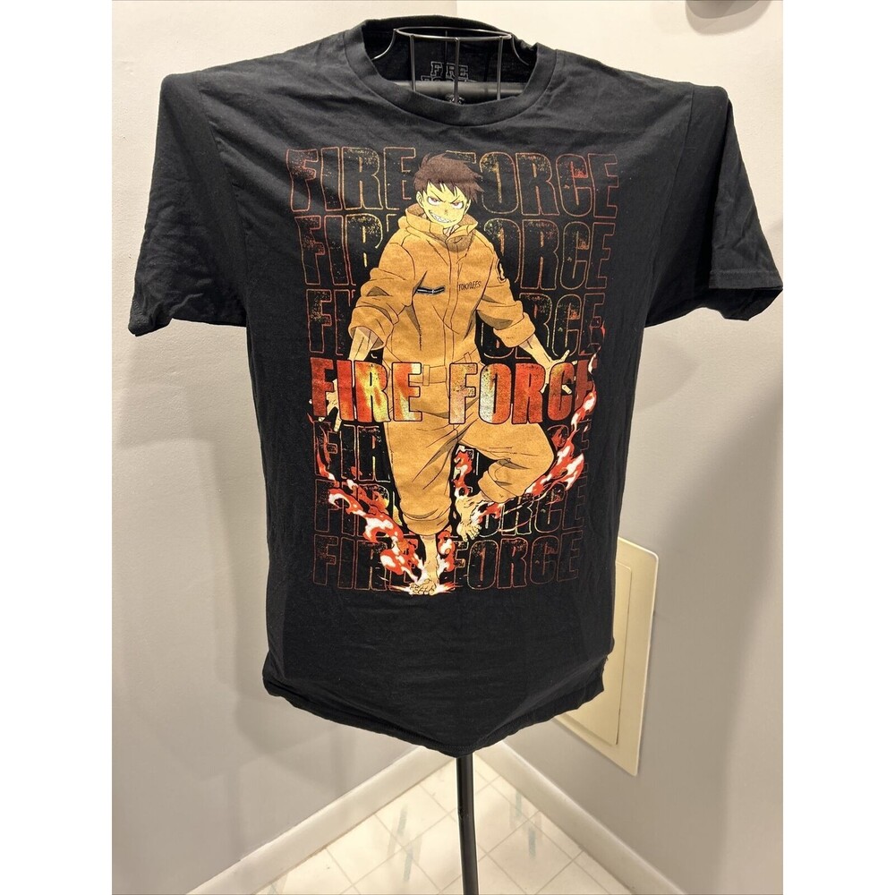 Fire Force Adult T-Shirt Shinra Kusakabe In Flame Over Name Drop Medium anime